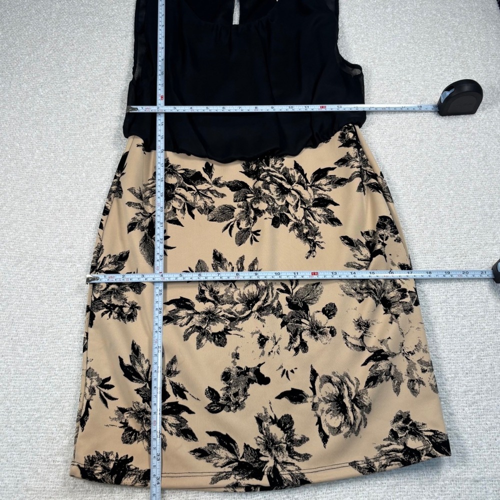marianne floral formal black beige mini dress coquette chic office siren Y2K - Picture 8 of 9